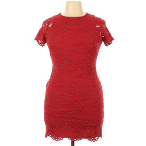 Lauren Ralph Lauren Red Cocktail Dress Floral Lace Preppy Black Label Sz L